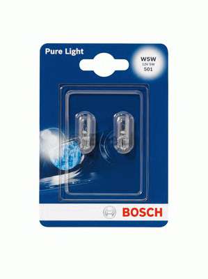  1 987 301 026 BOSCH  12V 5W W5W W2, 1x9, 5d PURE LIGHT 2 blister (- Bosch) 