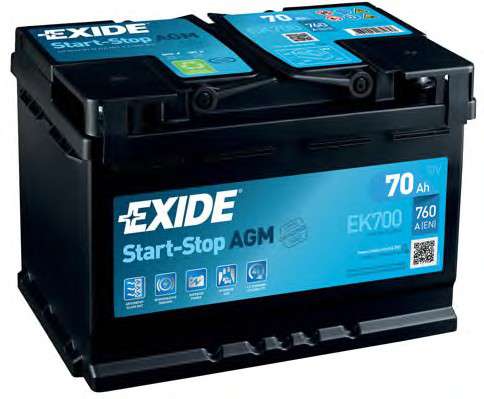 EK700 EXIDE  70Ah-12v Exide AGM (278175190), R, EN760 